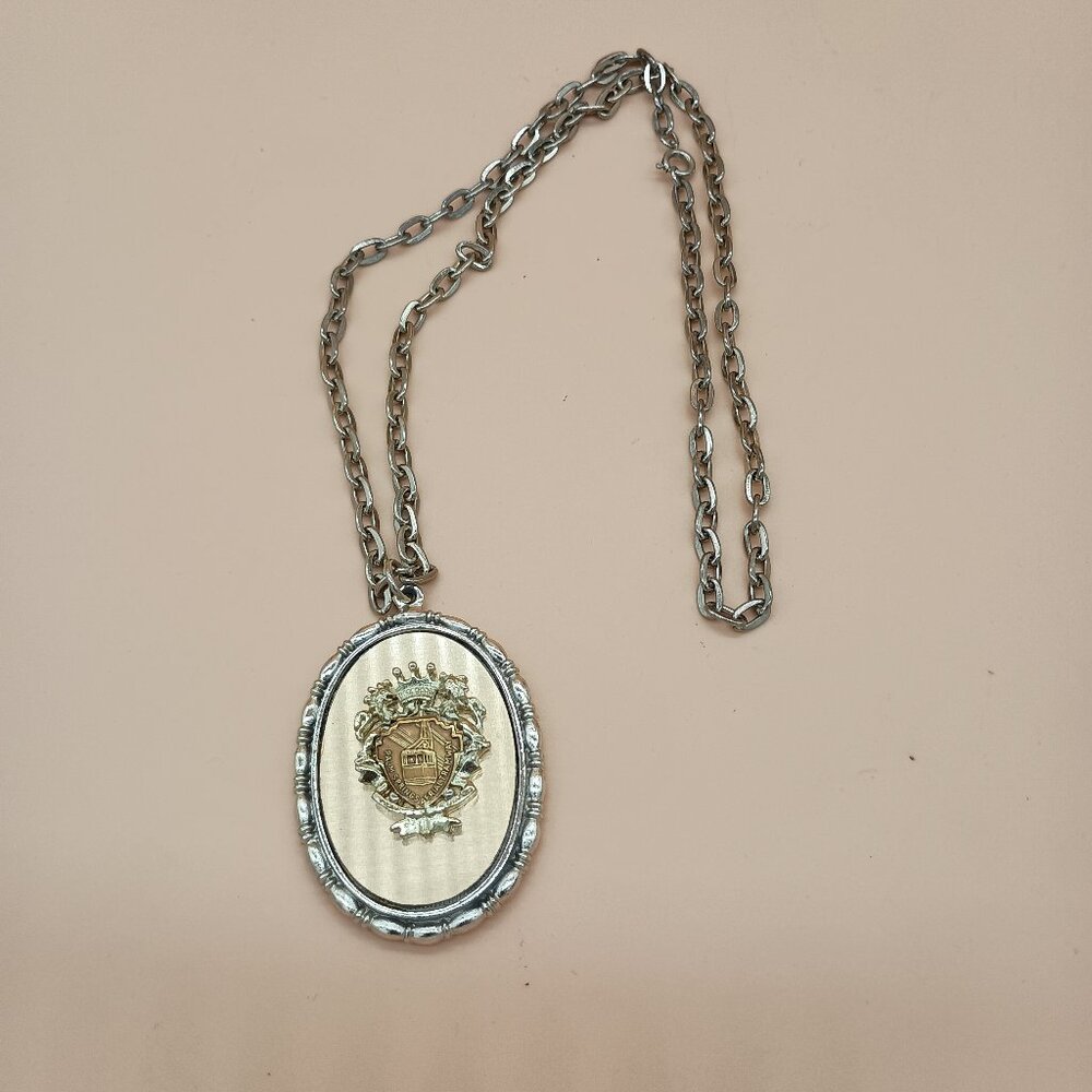 Vintage Souvenir Mirror Necklace Palm Springs Aerial Tramway 24" 1970s